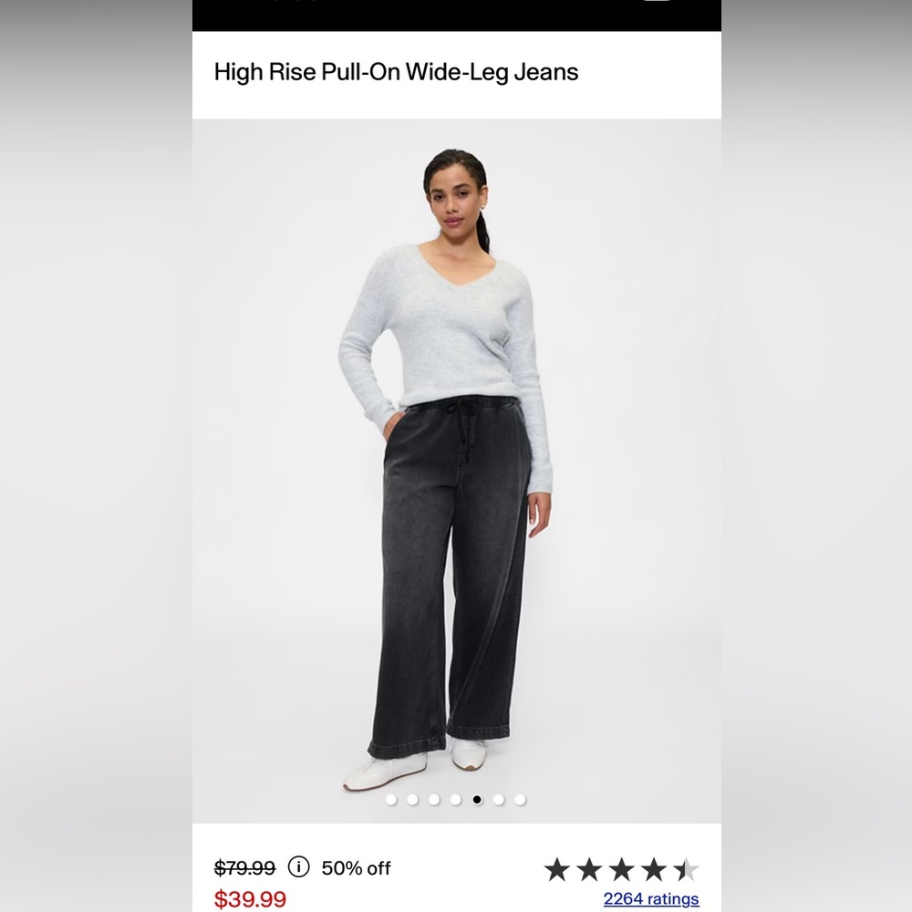 GAP Factory Black Denim Wide-Leg Pants